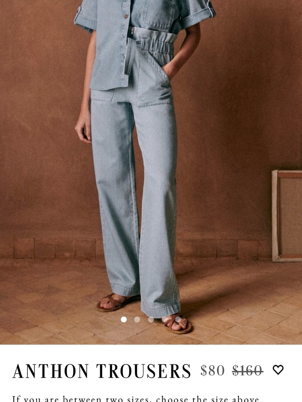 Sezane Light Blue Wide-Leg Anthon Trousers
